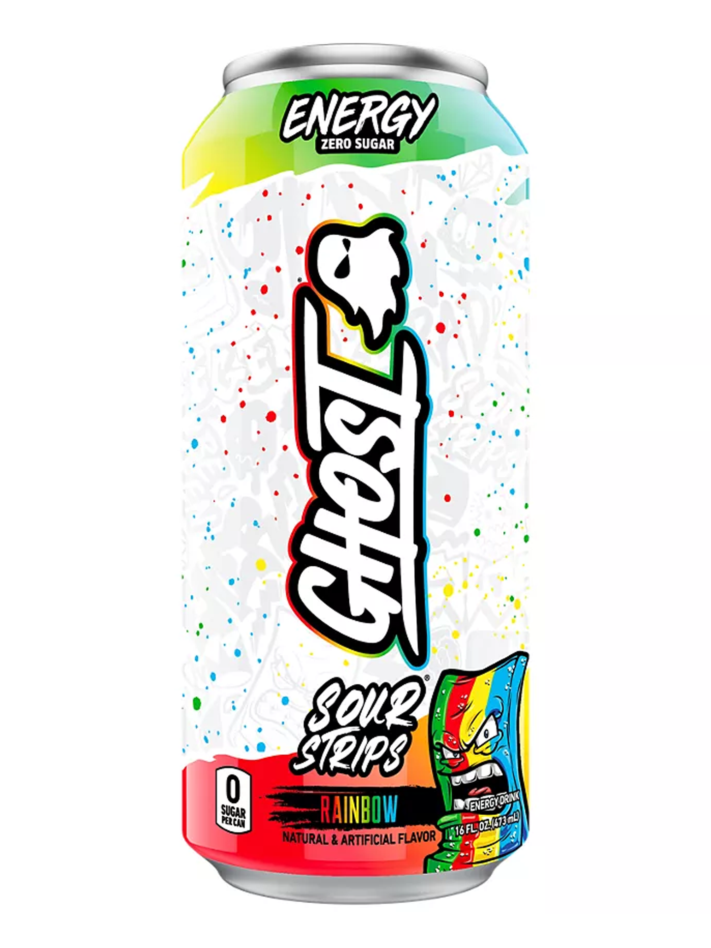 Ghost Zero Sugar Sour Strips Rainbow Energy Drink